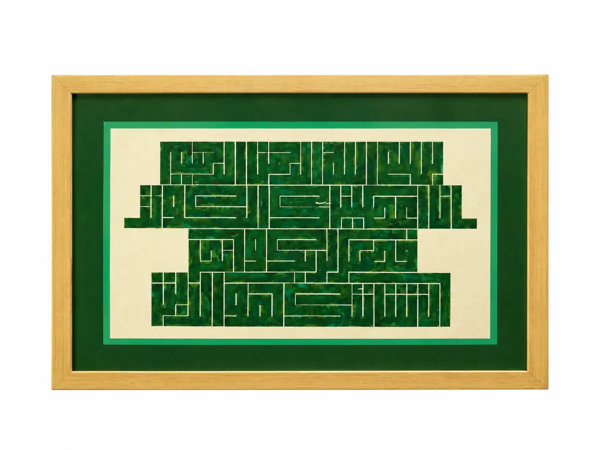 سورة الكوثر – لوحة بالخط الكوفي المربع